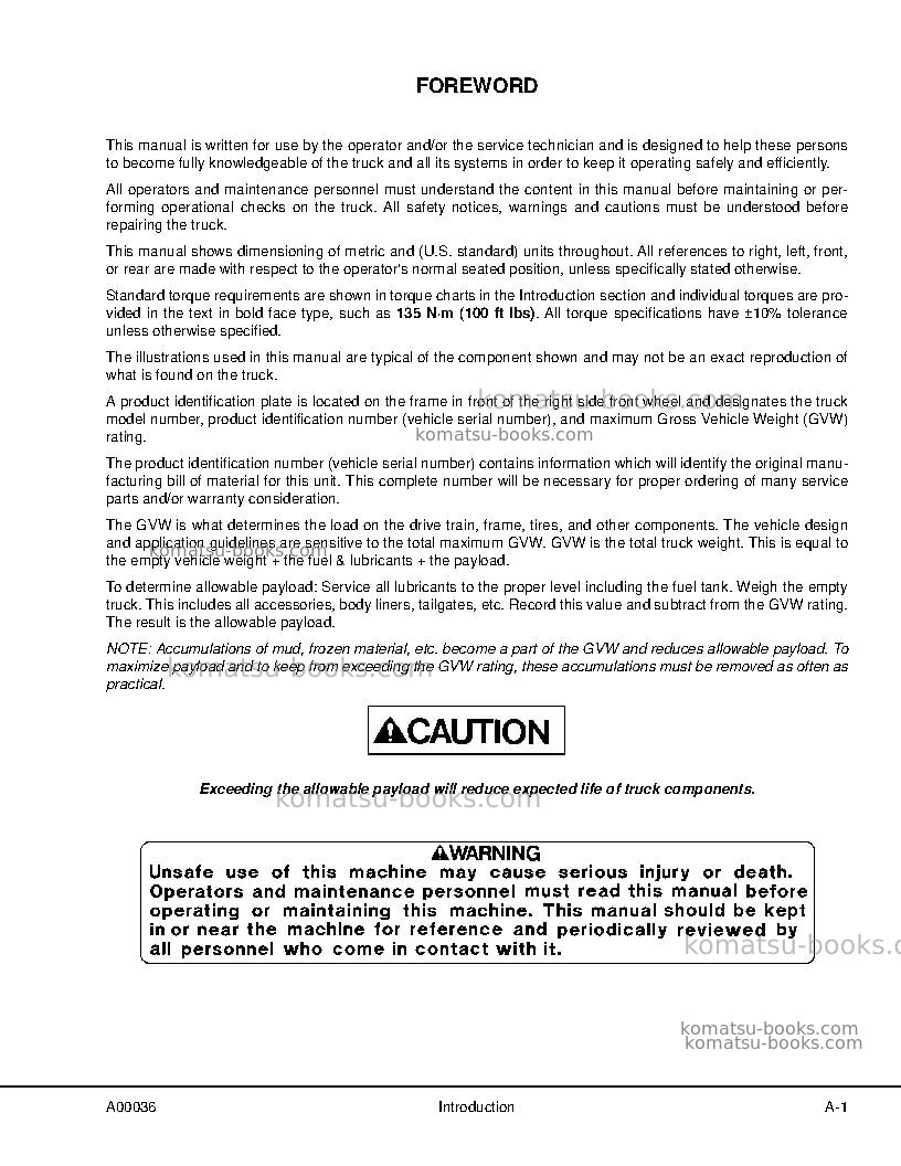 Komatsu hd1500-7usa-w/ sda12v160 Repair & maintenance cover Page 5
