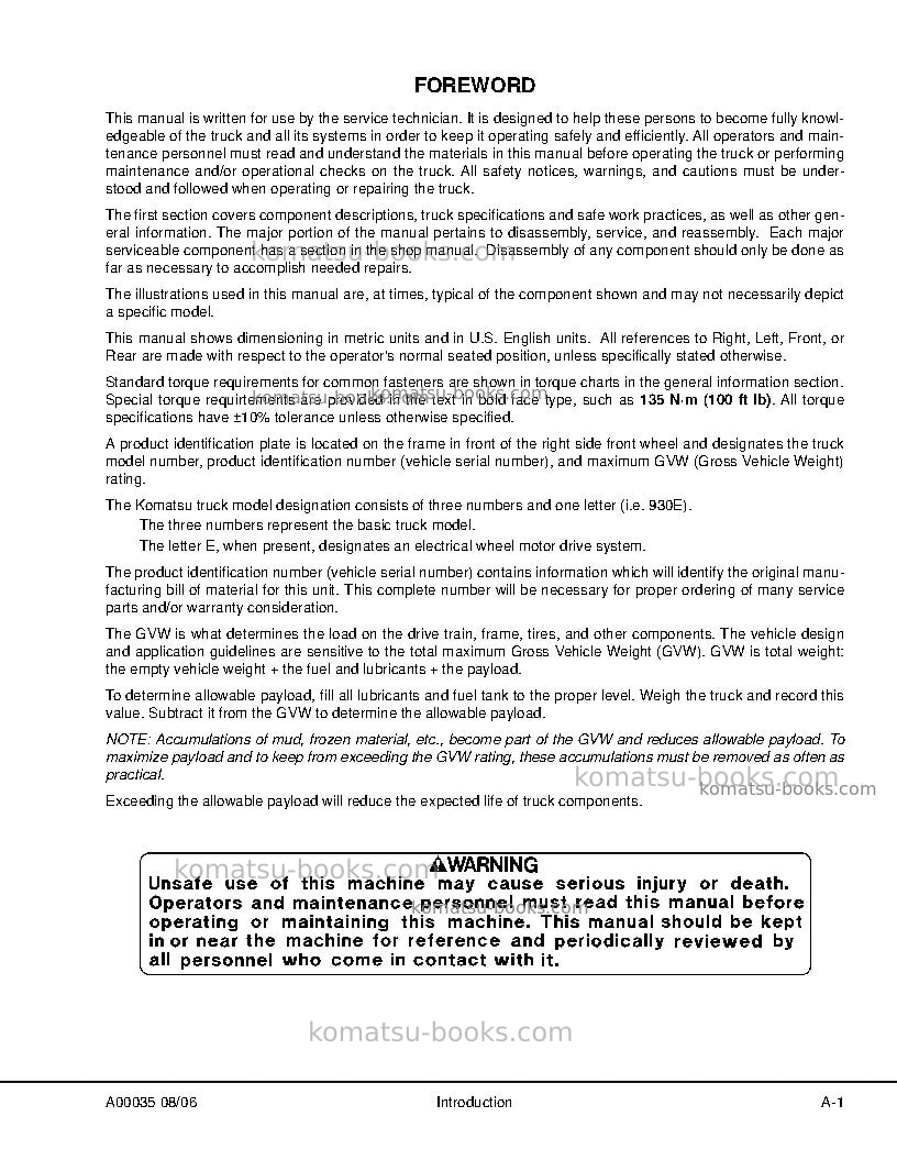 Komatsu 730eusa Repair & maintenance cover Page 5