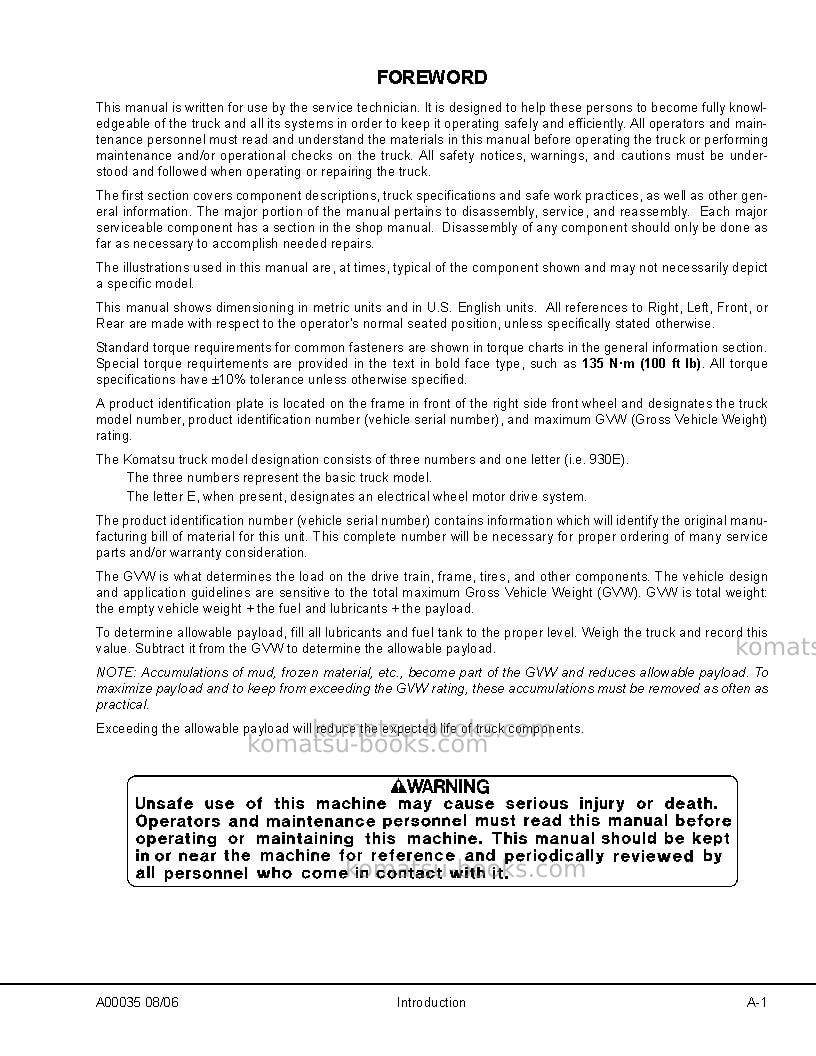 Komatsu 730eusa Repair & maintenance cover Page 5