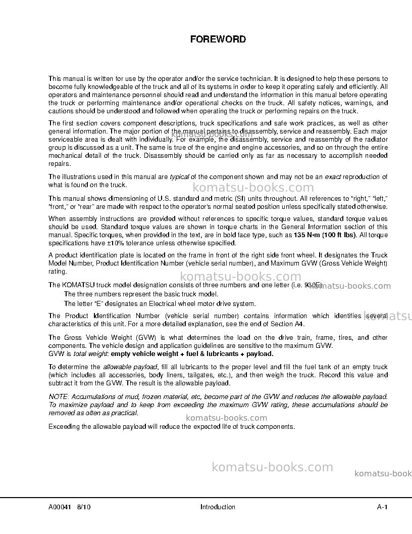 Komatsu 930e-4usa Repair & maintenance cover Page 5