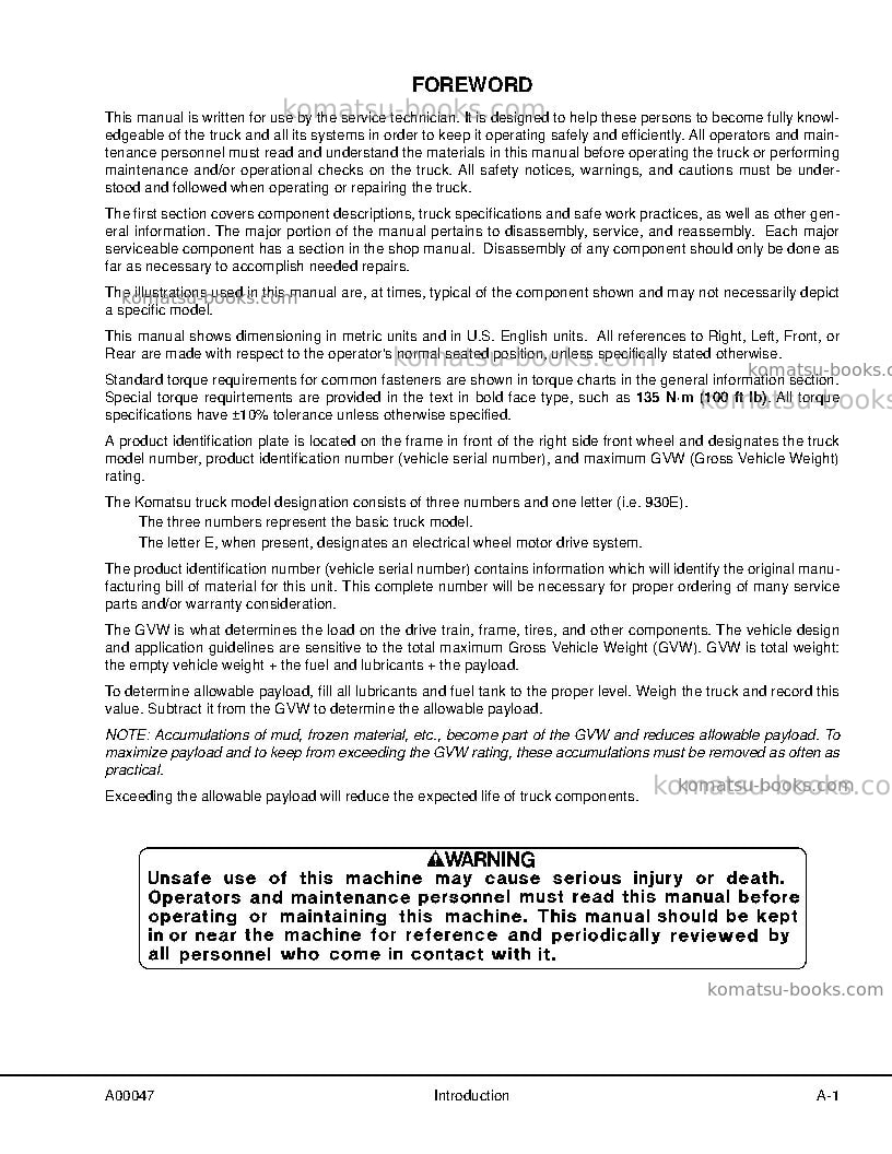 Komatsu 730eusa-with trolley Repair & maintenance cover Page 5