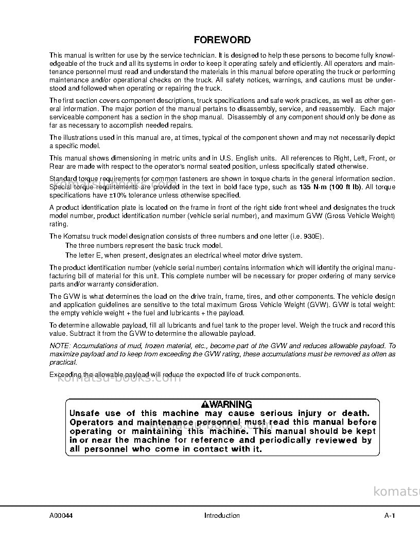 Komatsu 730eusa Repair & maintenance cover Page 5
