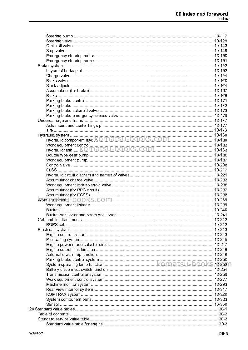 Komatsu wa470-7usa Repair & maintenance cover Page 5 Komatsu wa470-7usa Repair & maintenance cover Page 5