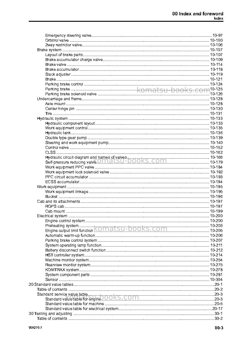 Komatsu wa270-7usa Repair & maintenance cover Page 5 Komatsu wa270-7usa Repair & maintenance cover Page 5
