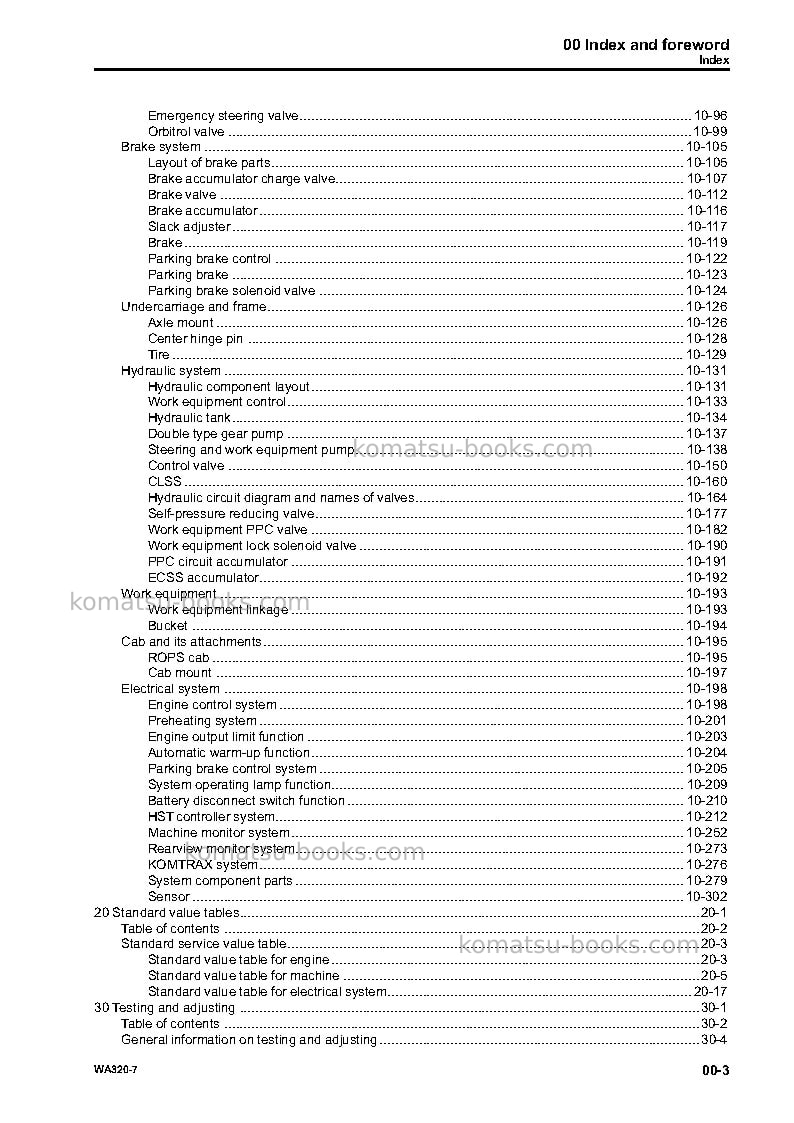 Komatsu wa320-7usa Repair & maintenance cover Page 5 Komatsu wa320-7usa Repair & maintenance cover Page 5