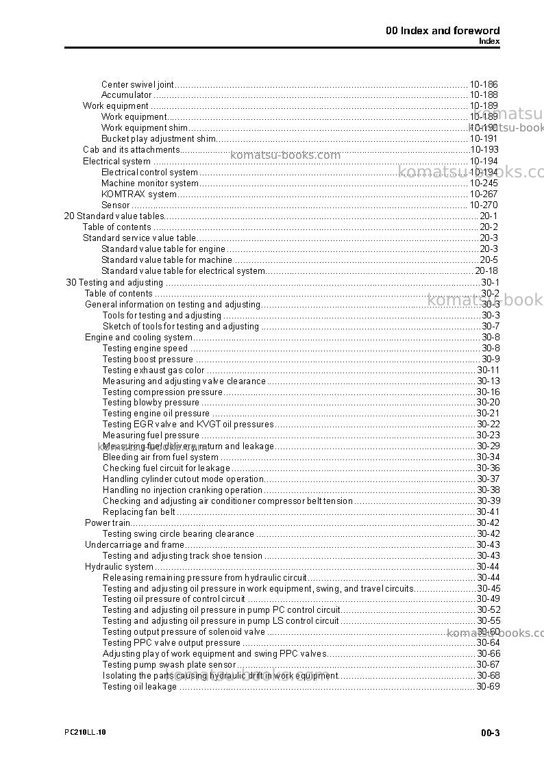 Komatsu pc210ll-10usa Repair & maintenance cover Page 5 Komatsu pc210ll-10usa Repair & maintenance cover Page 5