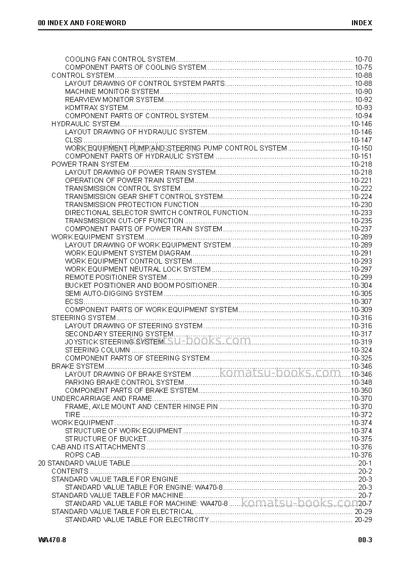 Komatsu wa470-8usa Repair & maintenance cover Page 5 Komatsu wa470-8usa Repair & maintenance cover Page 5