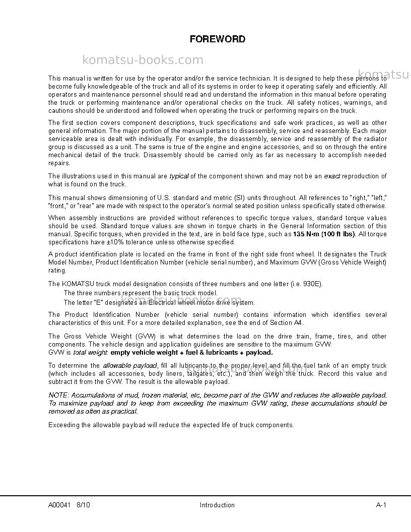 Komatsu 930e-4usa Repair & maintenance cover Page 5