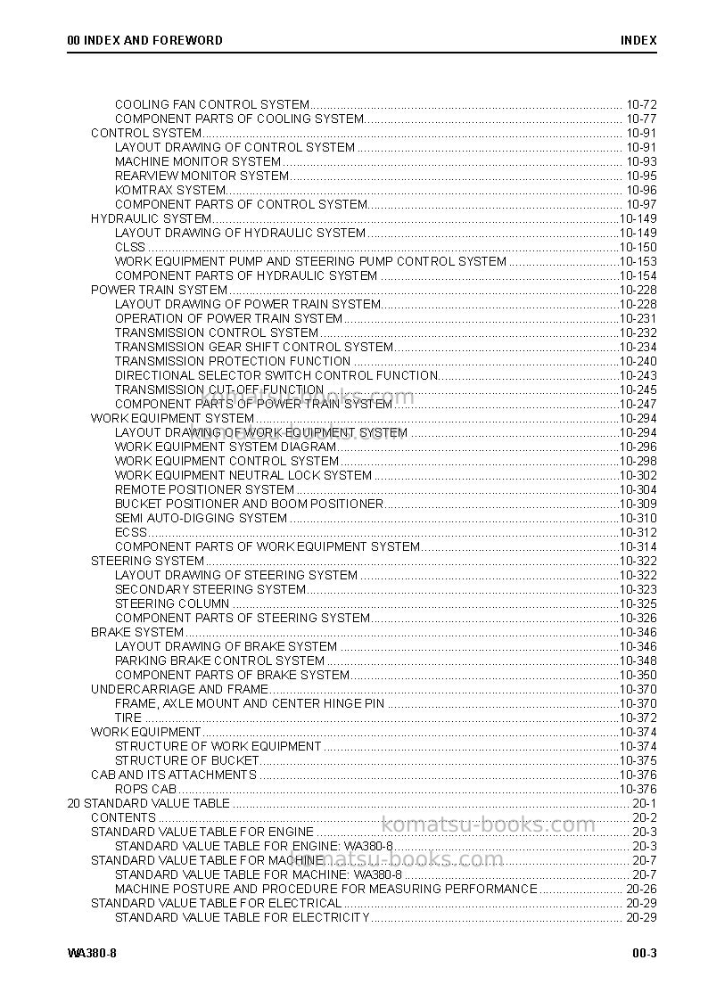 Komatsu wa380-8usa Repair & maintenance cover Page 5