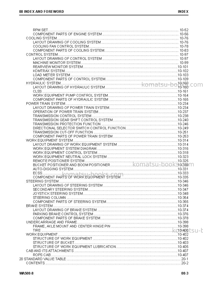 Komatsu wa500-8usa Repair & maintenance cover Page 5