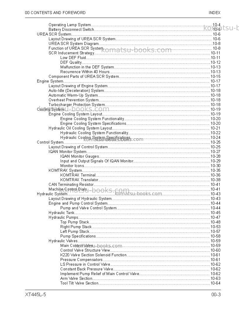 Komatsu xt445l-5usa Repair & maintenance cover Page 5
