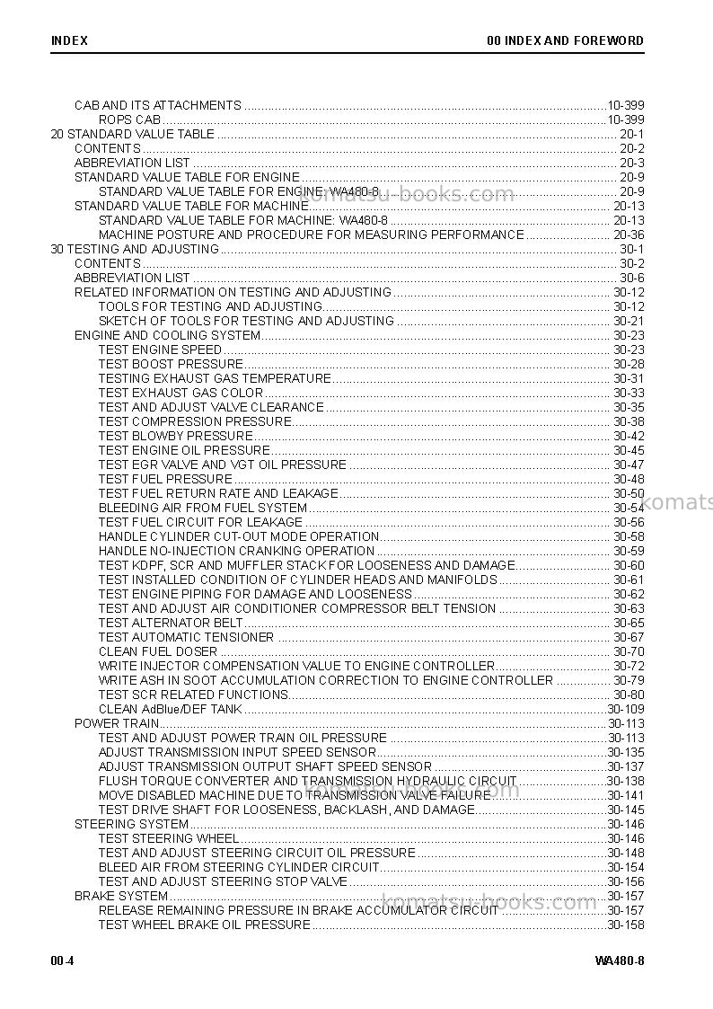 Komatsu wa480-8usa Repair & maintenance cover Page 5