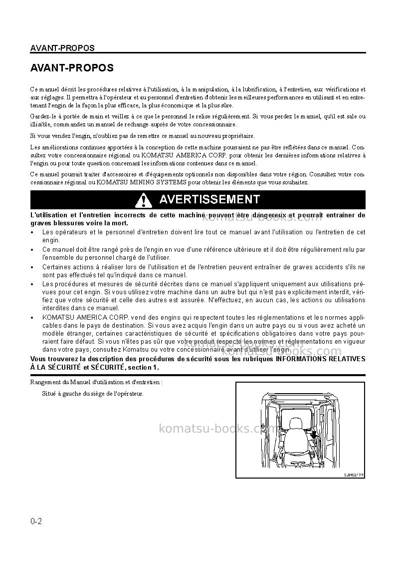 Komatsu pc300ll-7usa-tier 3 Manuel d'utilisation couverture Page 5
