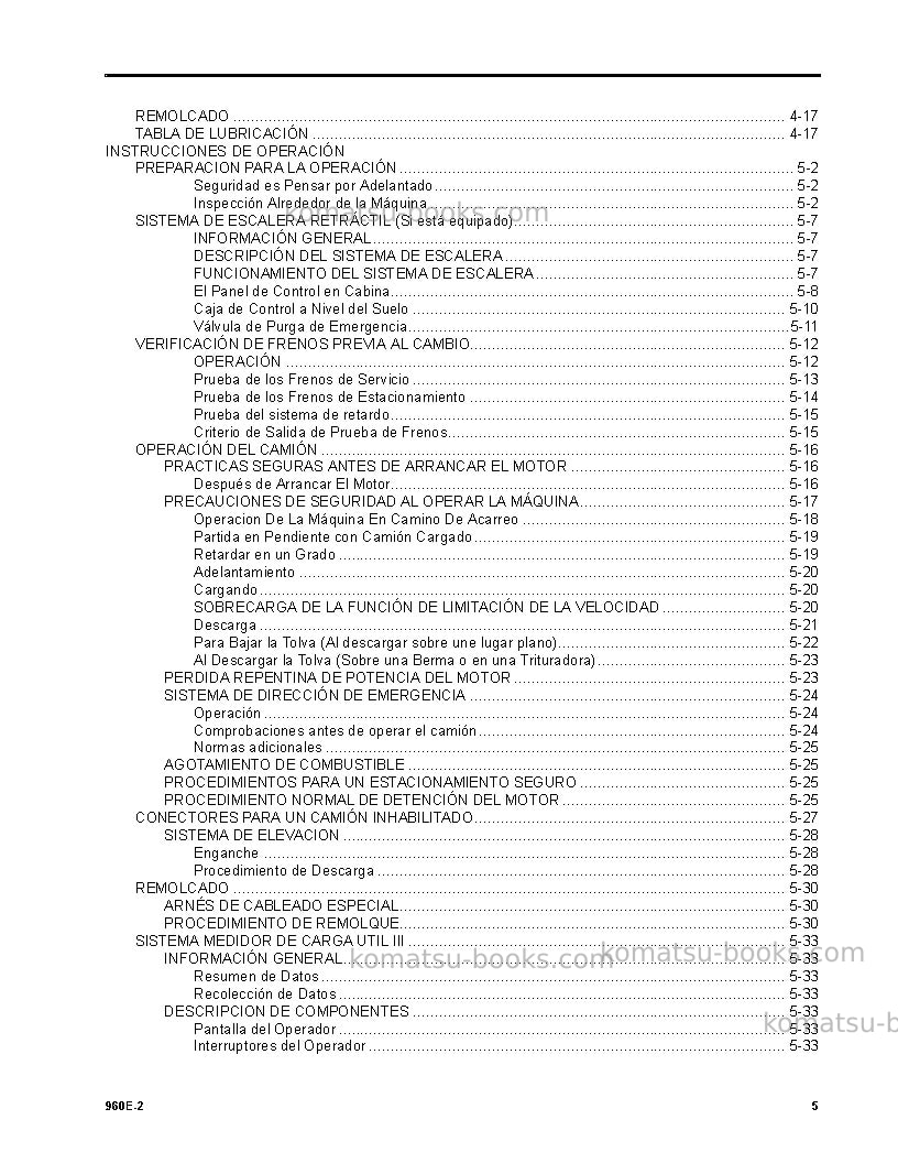 Komatsu 960e-2usa Manual de operación cover Page 5 Komatsu 960e-2usa Manual de operación cover Page 5
