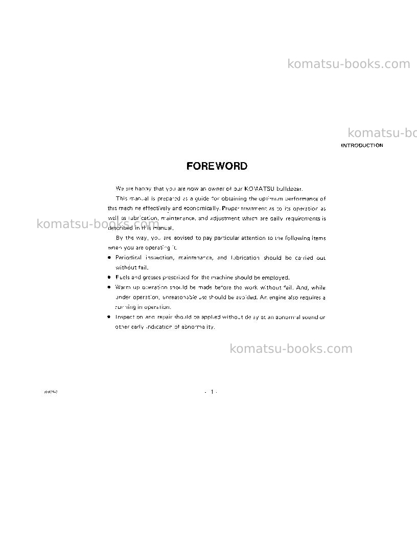 Komatsu d45p-1jpn Operation manual cover Page 5 Komatsu d45p-1jpn Operation manual cover Page 5