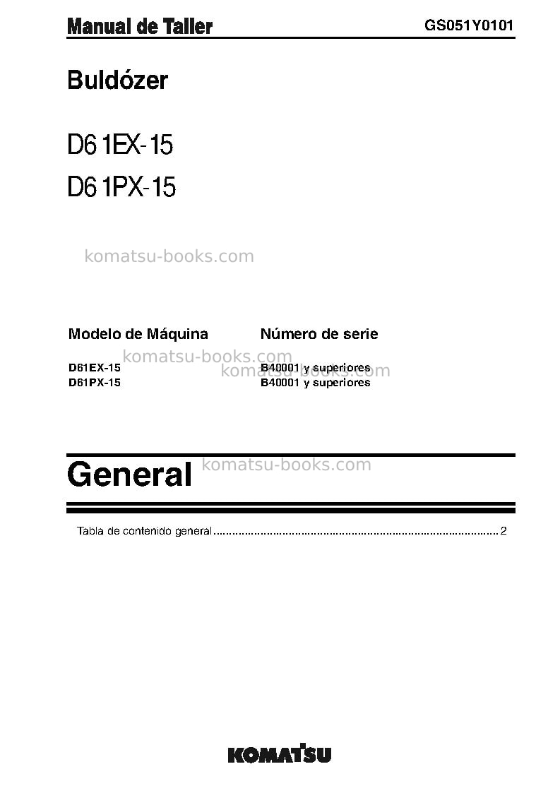 Komatsu d61ex-15bra Reparación y mantenimiento cover Page 5