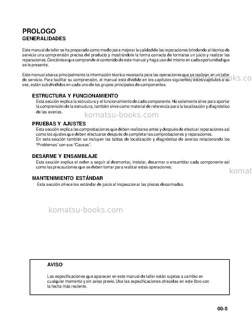 Komatsu d65p-12jpn Reparación y mantenimiento cover Page 5