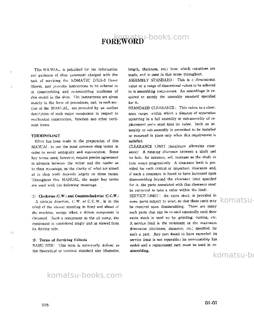 Komatsu d75s-2jpn Repair & maintenance cover Page 5
