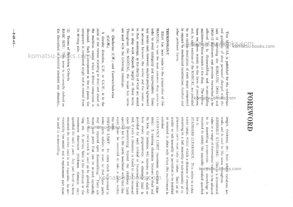 Komatsu d80a-12jpn Repair & maintenance cover Page 5 Komatsu d80a-12jpn Repair & maintenance cover Page 5