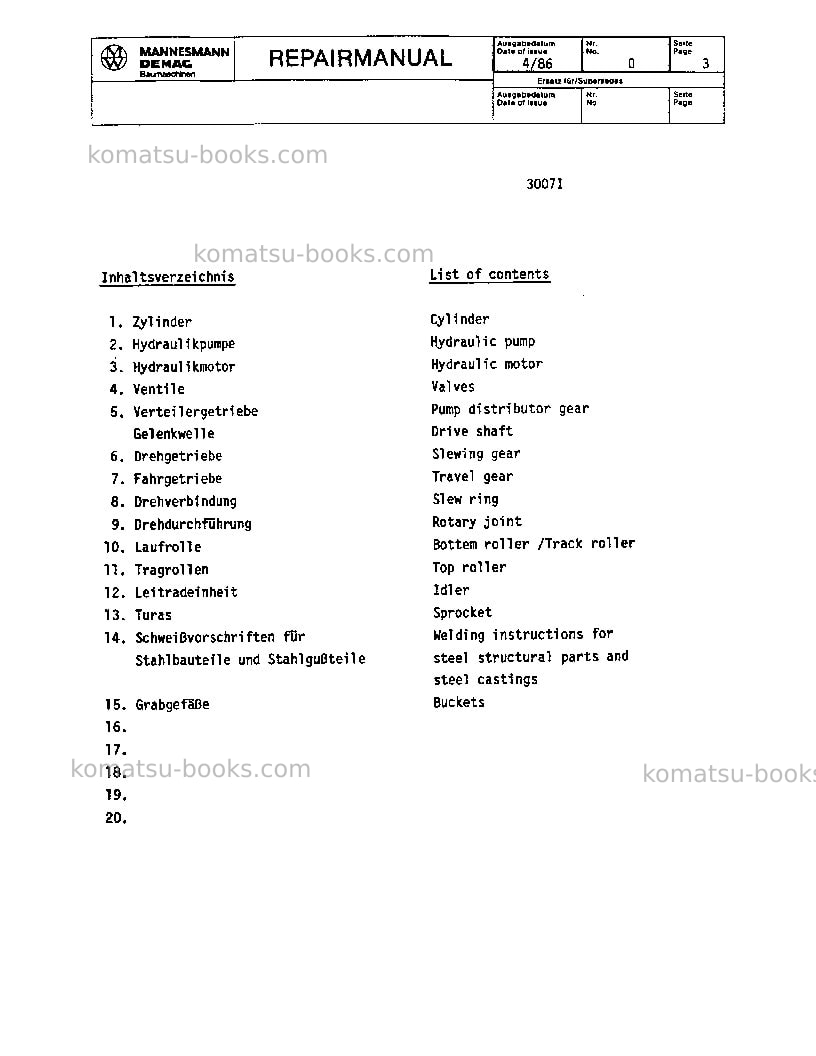 Komatsu hydraulic sdeu-ovels Repair & maintenance cover Page 5