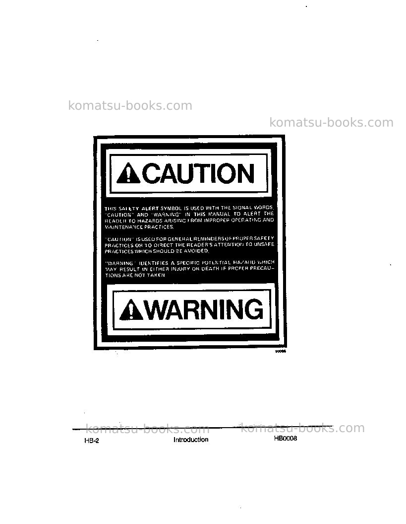Komatsu 210musa Operation manual cover Page 5 Komatsu 210musa Operation manual cover Page 5