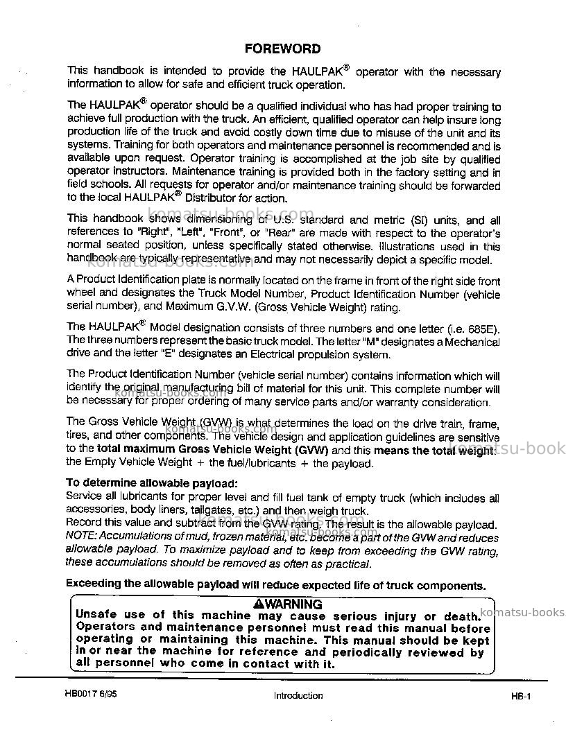 Komatsu 685eusa Operation manual cover Page 5