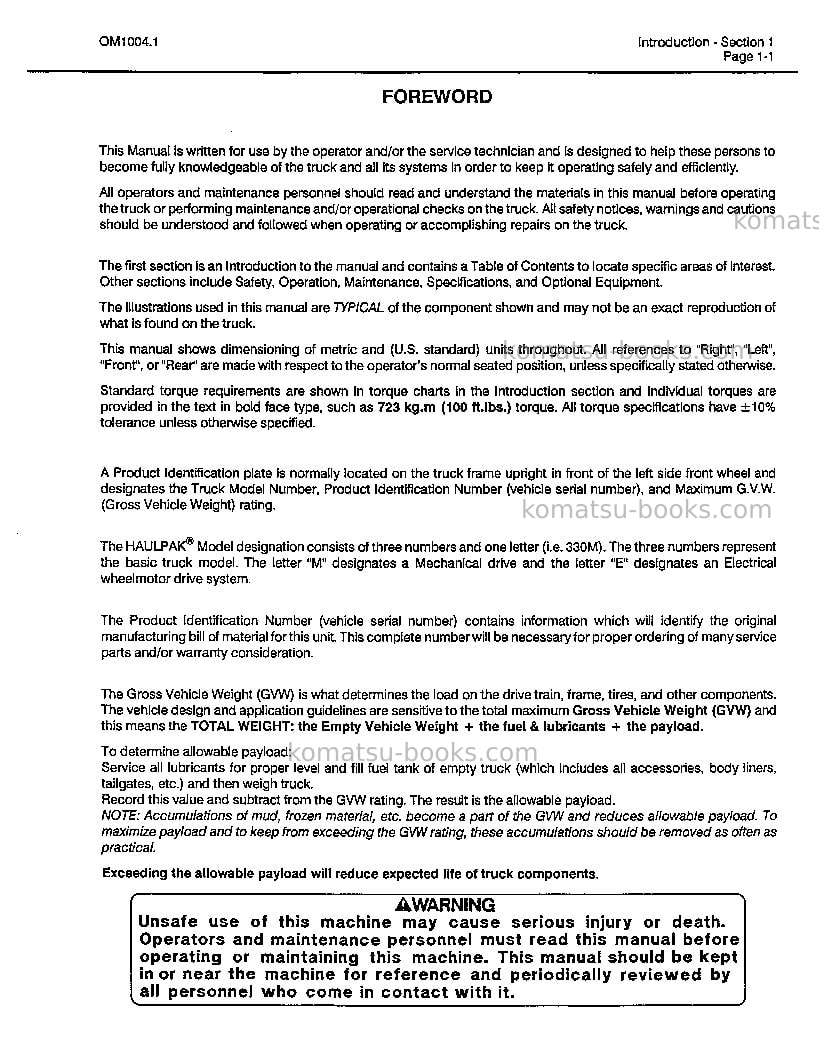 Komatsu 330musa-sa12v140z-1 eng Operation manual cover Page 5 Komatsu 330musa-sa12v140z-1 eng Operation manual cover Page 5