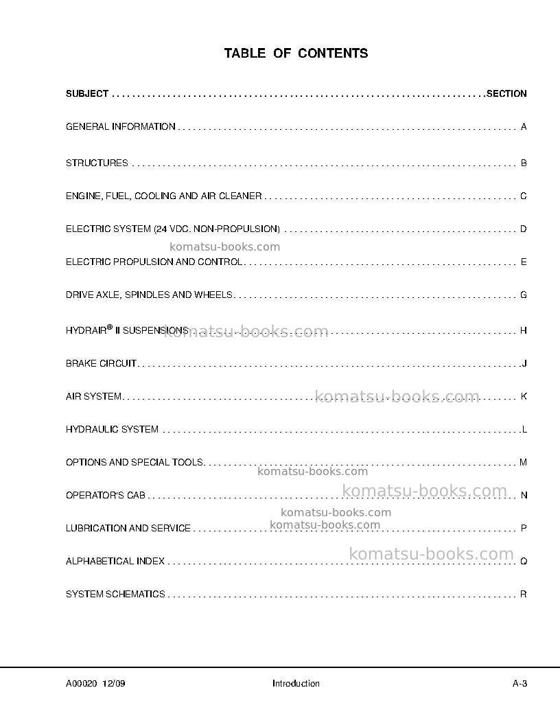 Komatsu 830eusa Repair & maintenance cover Page 5 Komatsu 830eusa Repair & maintenance cover Page 5
