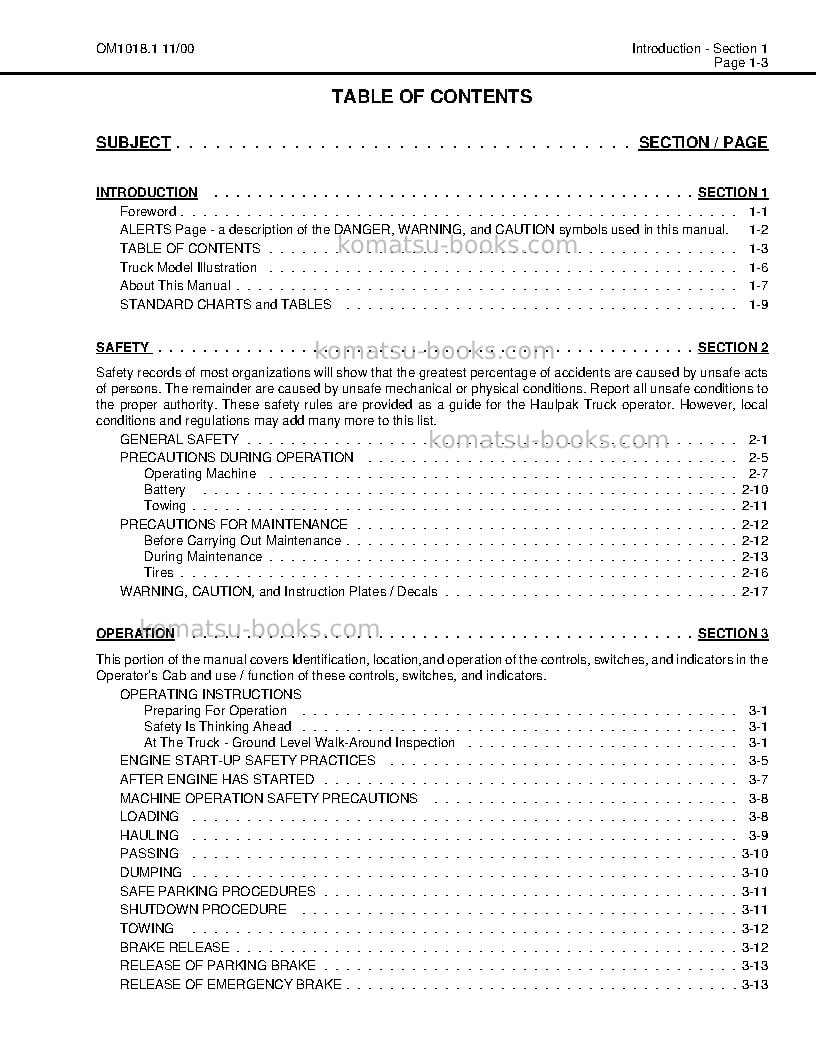 Komatsu 330musa-sa12v140z-1 eng Operation manual cover Page 5 Komatsu 330musa-sa12v140z-1 eng Operation manual cover Page 5