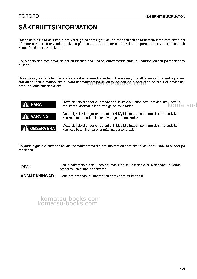 Komatsu wa600-6jpn Operation manual cover Page 5