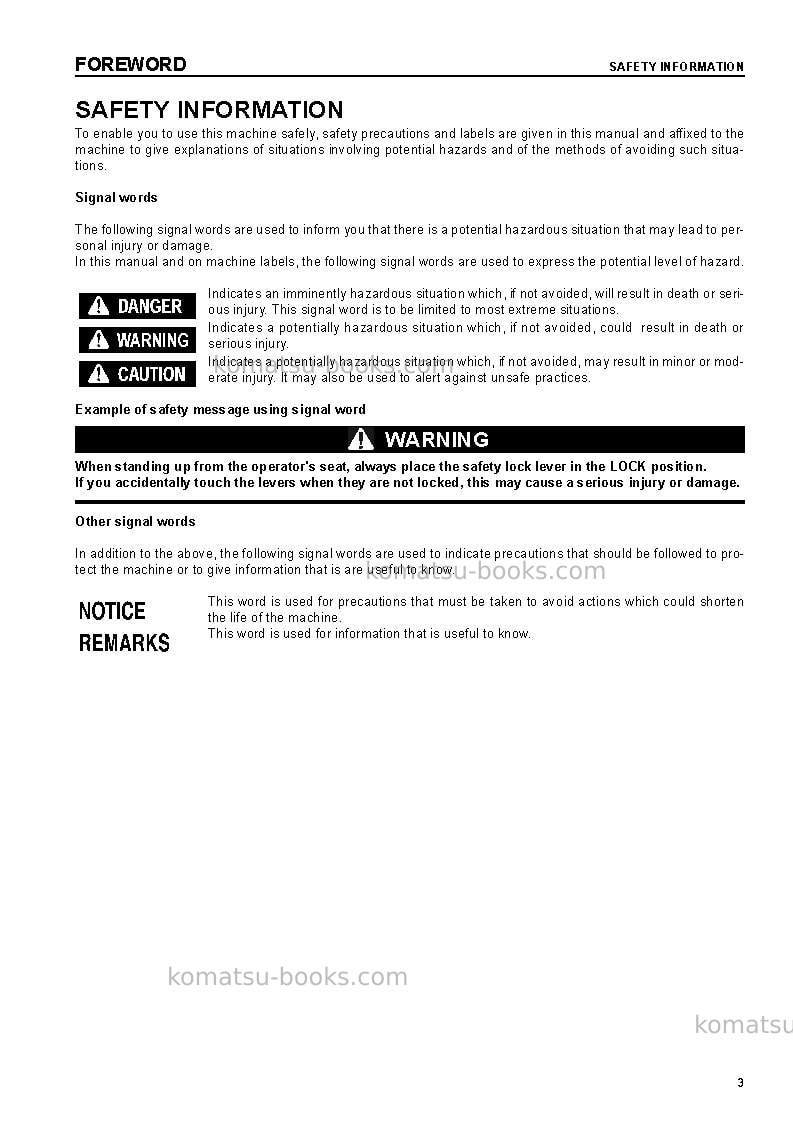 Komatsu d41p-6jpn Operation manual cover Page 5 Komatsu d41p-6jpn Operation manual cover Page 5