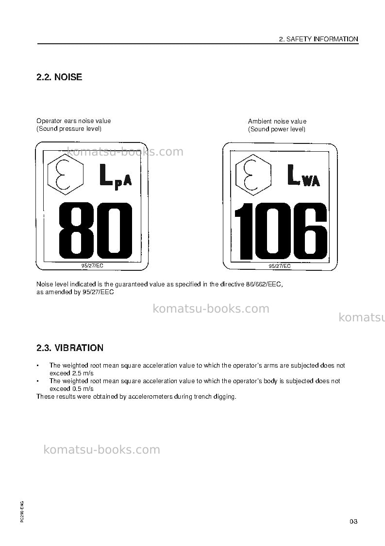 Komatsu pc290lc-6gbr-k Operation manual cover Page 5 Komatsu pc290lc-6gbr-k Operation manual cover Page 5