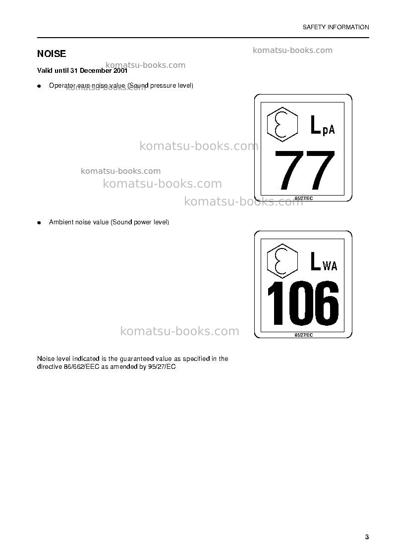 Komatsu pc290lc-6gbr-k Operation manual cover Page 5 Komatsu pc290lc-6gbr-k Operation manual cover Page 5