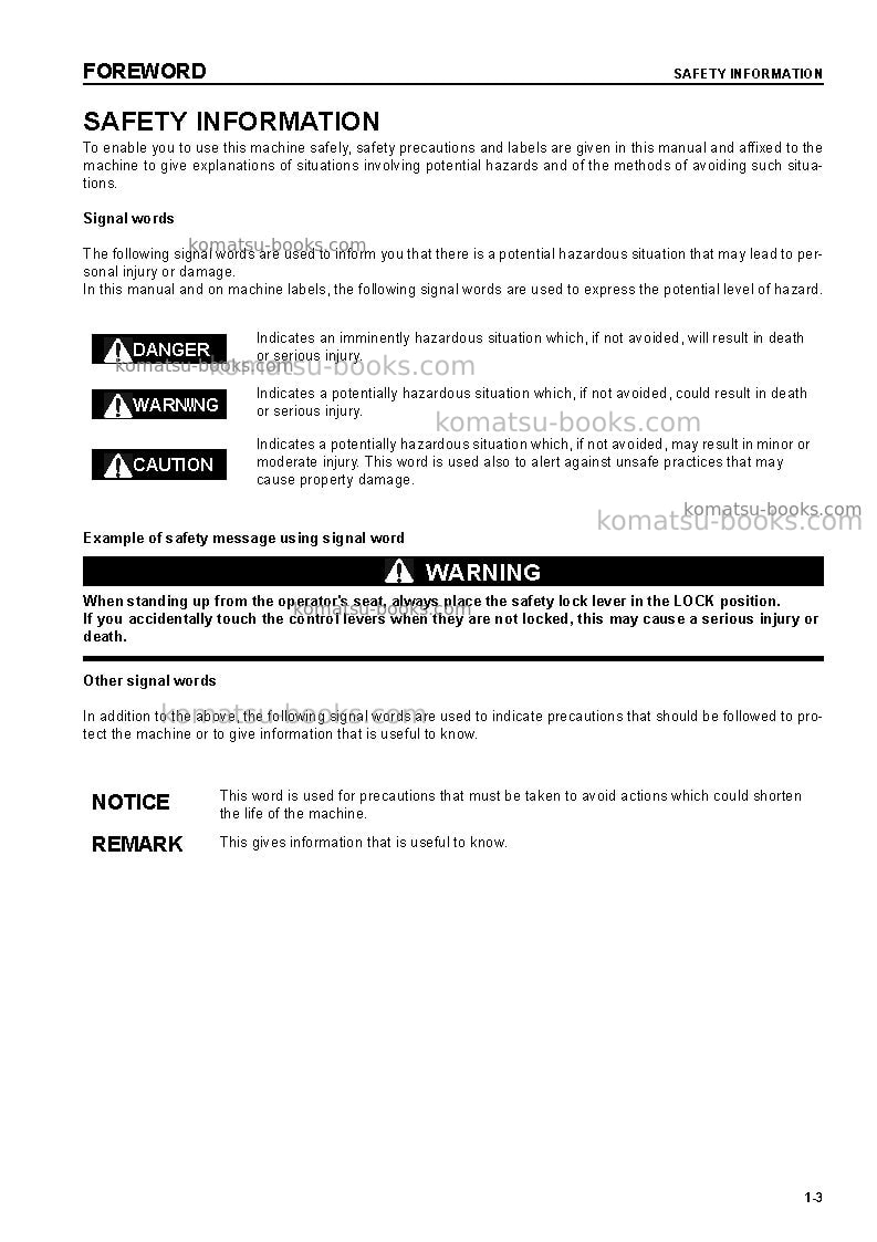 Komatsu d41e-6bra Operation manual cover Page 5 Komatsu d41e-6bra Operation manual cover Page 5