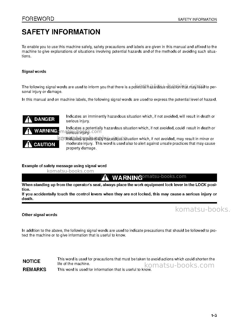 Komatsu d61ex-15bra Operation manual cover Page 5