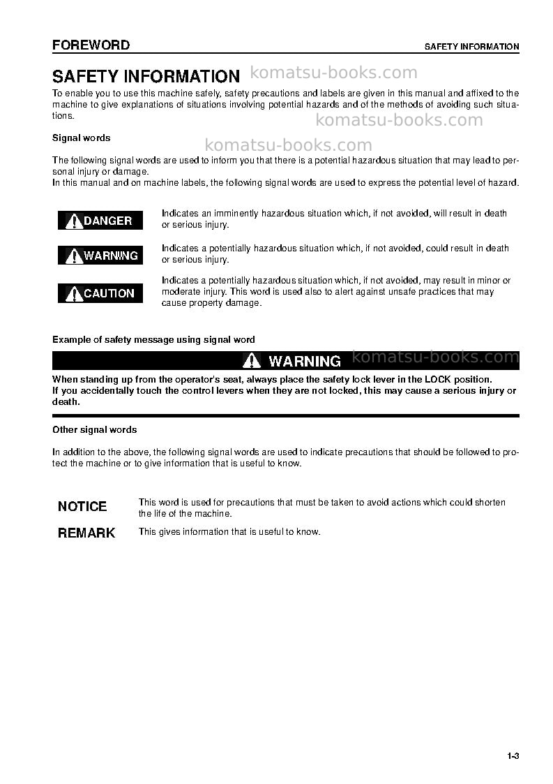 Komatsu d41p-6jpn Operation manual cover Page 5 Komatsu d41p-6jpn Operation manual cover Page 5