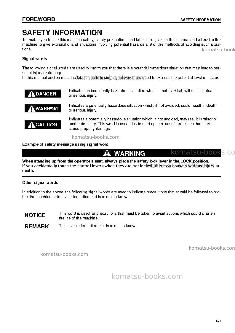 Komatsu d41e-6bra Operation manual cover Page 5 Komatsu d41e-6bra Operation manual cover Page 5