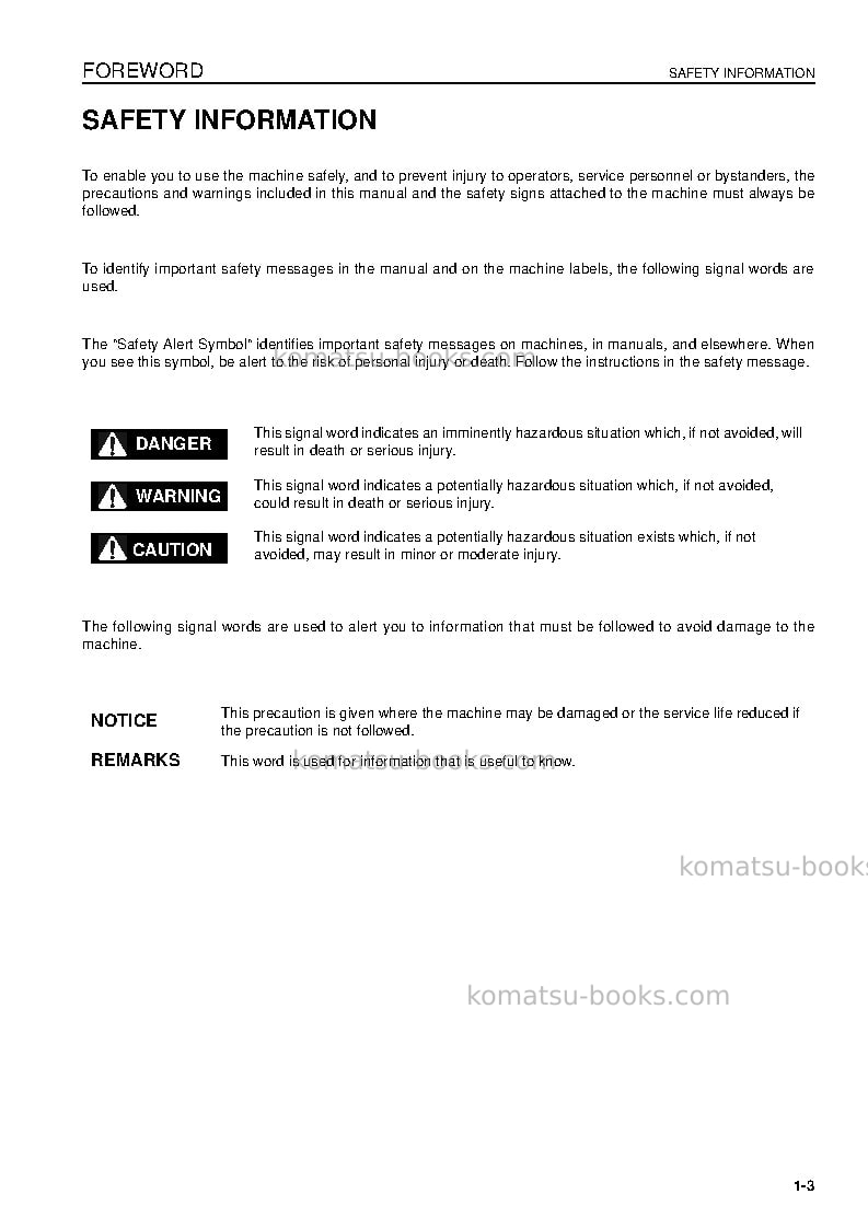 Komatsu hm300-2jpn-for eu Operation manual cover Page 5 Komatsu hm300-2jpn-for eu Operation manual cover Page 5