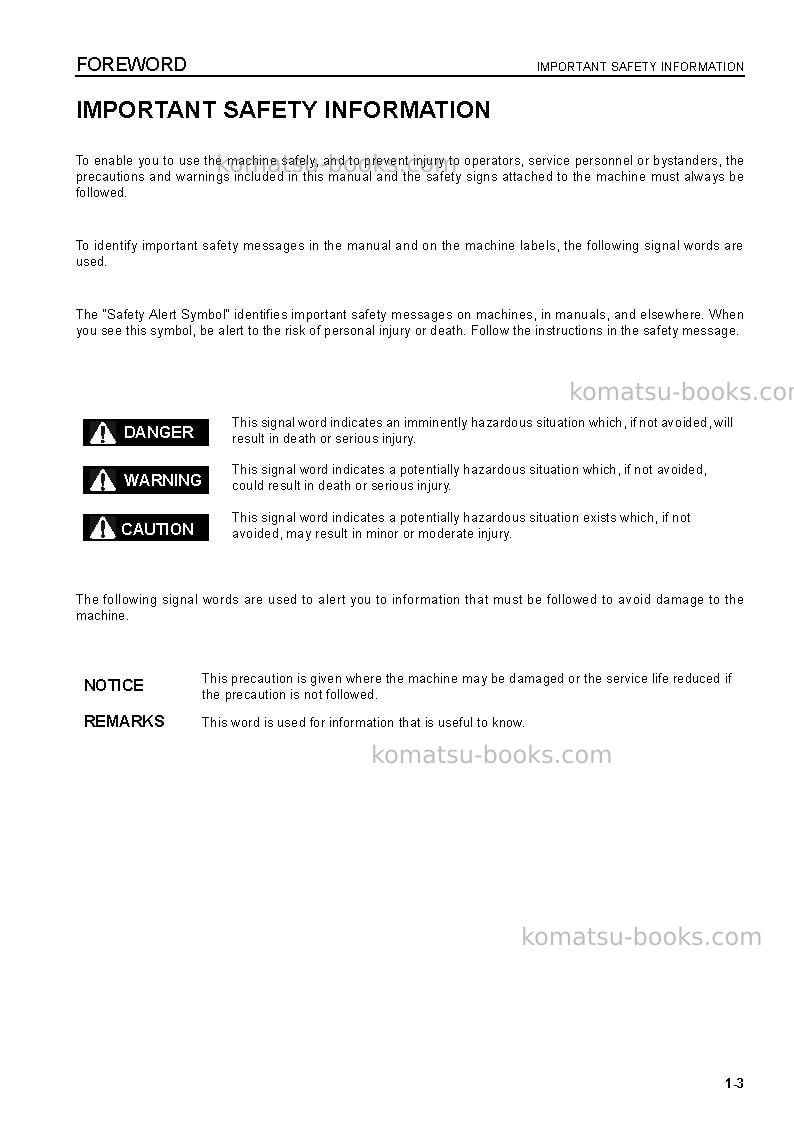Komatsu d85px-15jpn-e0, for eu Operation manual cover Page 5 Komatsu d85px-15jpn-e0, for eu Operation manual cover Page 5