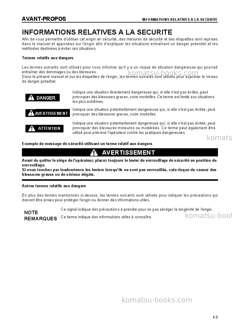 Komatsu d275ax-5jpn Manuel d'utilisation couverture Page 5