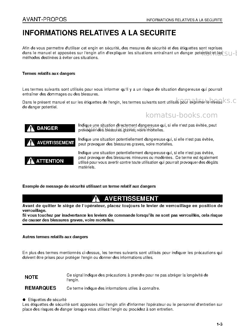 Komatsu d275ax-5jpn Manuel d'utilisation couverture Page 5