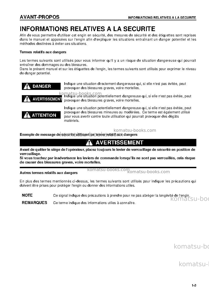Komatsu d85px-15jpn Manuel d'utilisation couverture Page 5 Komatsu d85px-15jpn Manuel d'utilisation couverture Page 5
