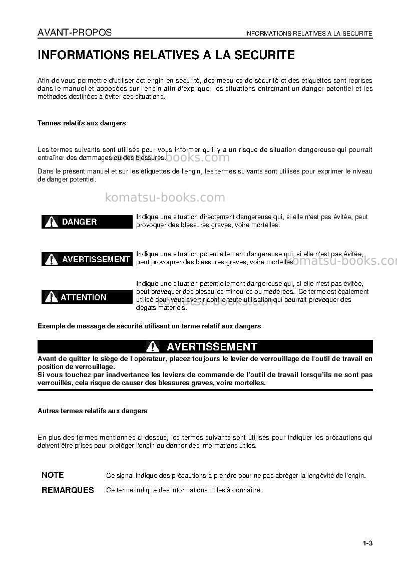 Komatsu wa600-6jpn Manuel d'utilisation couverture Page 5 Komatsu wa600-6jpn Manuel d'utilisation couverture Page 5