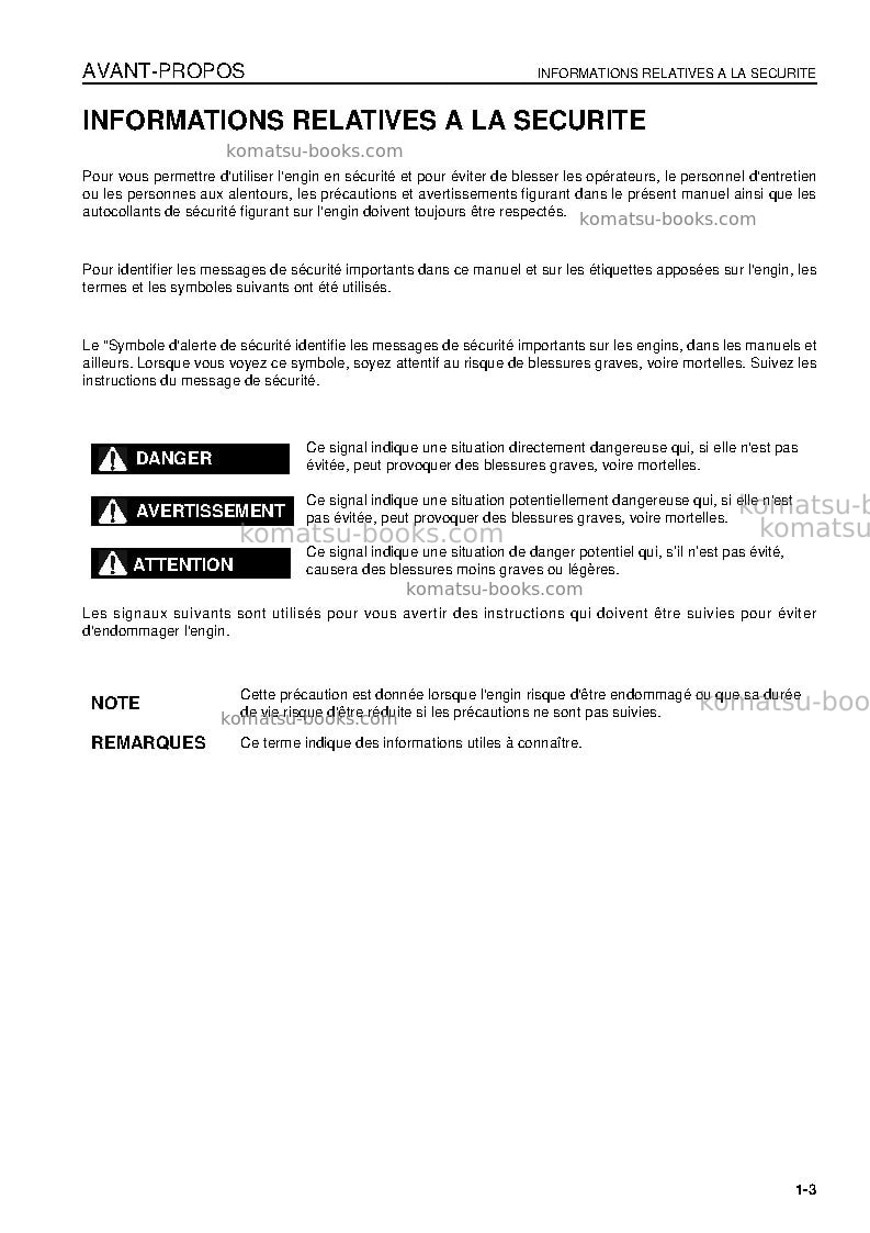 Komatsu d155ax-6jpn-for eu Manuel d'utilisation couverture Page 5 Komatsu d155ax-6jpn-for eu Manuel d'utilisation couverture Page 5