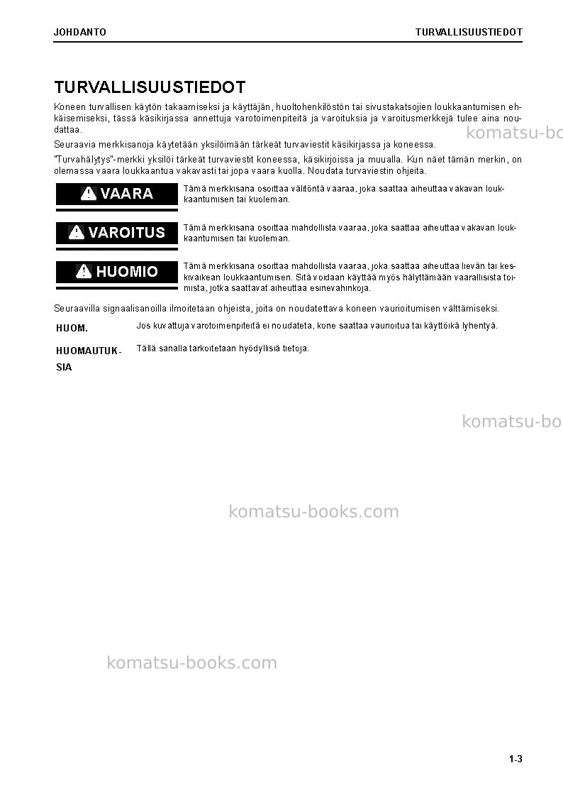 Komatsu hm300-5jpn Operation manual cover Page 5 Komatsu hm300-5jpn Operation manual cover Page 5