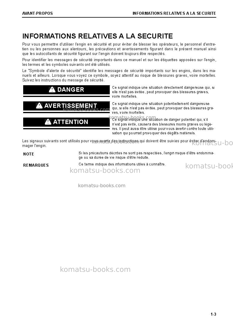 Komatsu d61ex-24jpn Manuel d'utilisation couverture Page 5 Komatsu d61ex-24jpn Manuel d'utilisation couverture Page 5