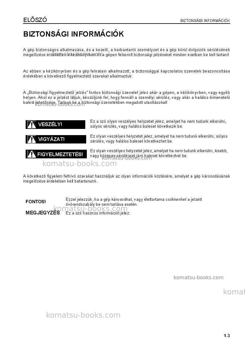 Komatsu wa600-6jpn Operation manual cover Page 5