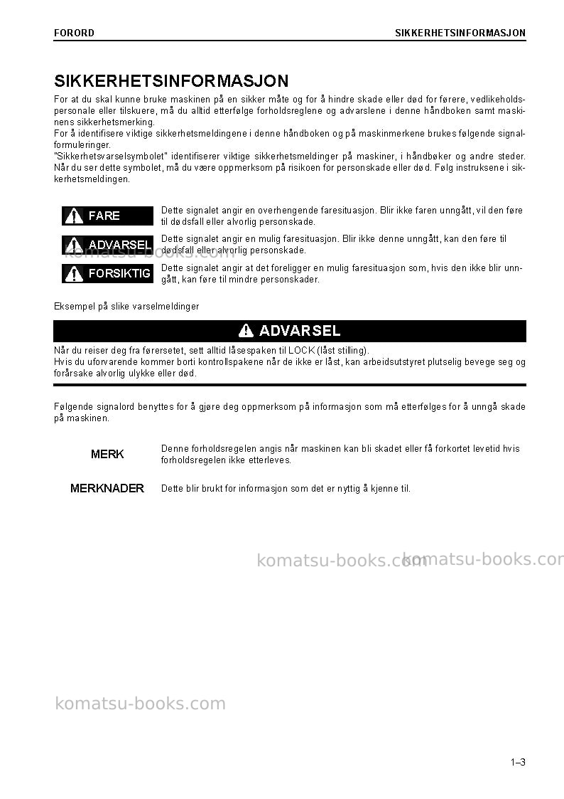 Komatsu pc228uslc-10jpn Operation manual cover Page 5