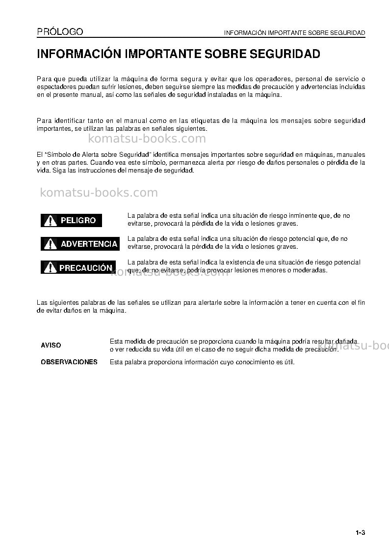 Komatsu d85px-15jpn-e0, for eu Manual de operación cover Page 5