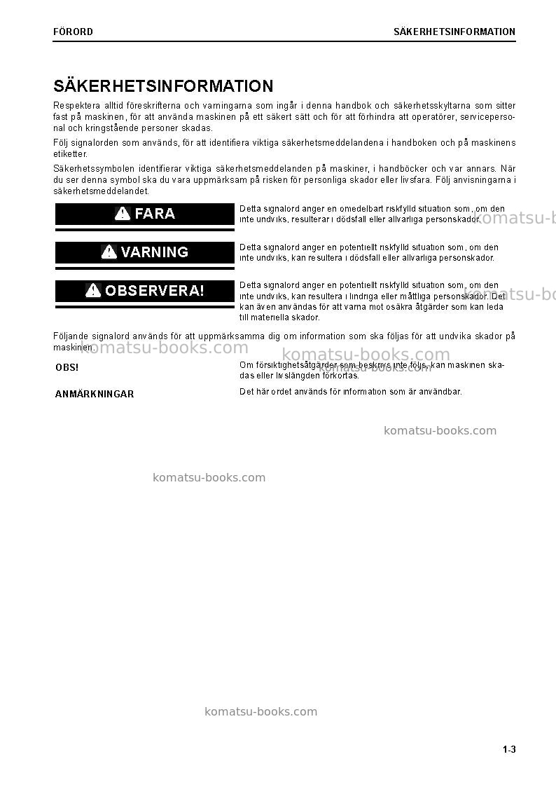 Komatsu pc78us-10jpn Operation manual cover Page 5 Komatsu pc78us-10jpn Operation manual cover Page 5